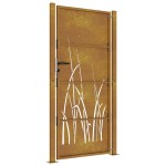 vidaXL Poartă pentru grădină, 105x205 cm, oțel corten, model iarbă