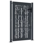 vidaXL Poartă pentru grădină, antracit, 105x155 cm, oțel, model bambus