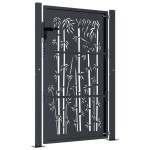 vidaXL Poartă pentru grădină, antracit, 105x155 cm, oțel, model bambus