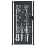 vidaXL Poartă pentru grădină, antracit, 105x205 cm, oțel, model bambus