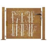 vidaXL Poartă pentru grădină, 105x80 cm, oțel corten, model bambus vidaXL Poartă pentru grădină, 105x80 cm, oțel corten, model bambus
