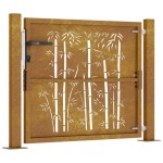 vidaXL Poartă pentru grădină, 105x80 cm, oțel corten, model bambus vidaXL Poartă pentru grădină, 105x80 cm, oțel corten, model bambus