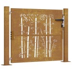 vidaXL Poartă pentru grădină, 105x105 cm, oțel corten, model bambus