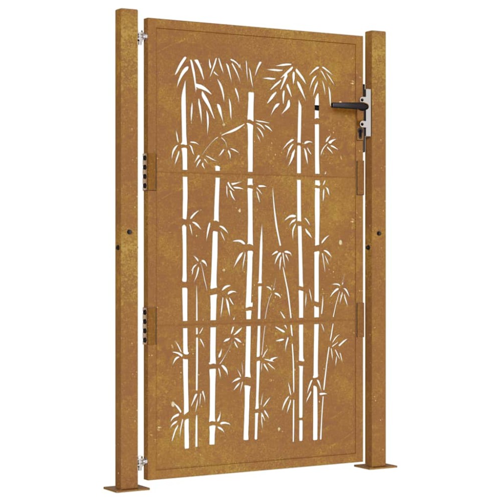 vidaXL Poartă pentru grădină, 105x130 cm, oțel corten, model bambus