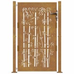 vidaXL Poartă pentru grădină, 105x130 cm, oțel corten, model bambus