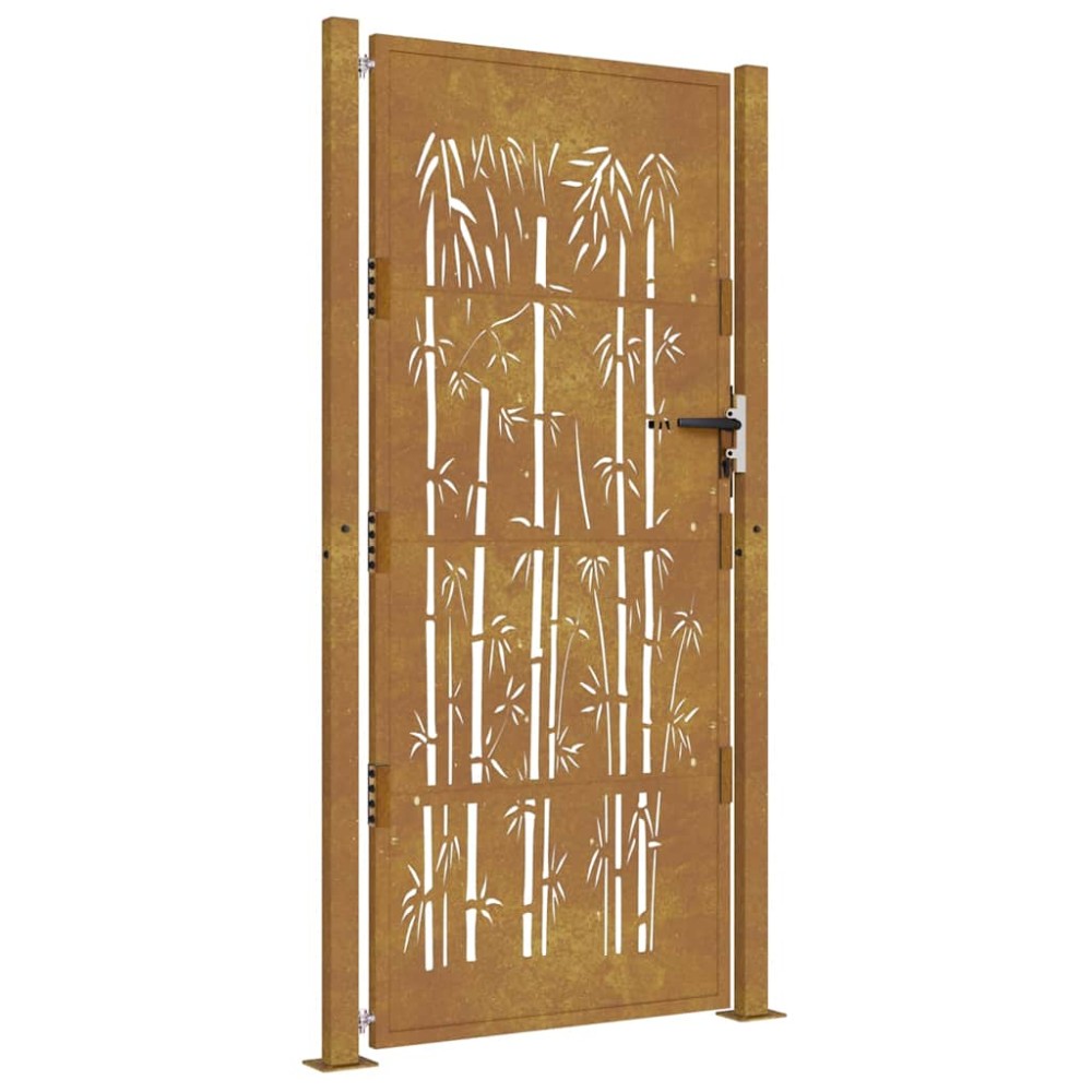 vidaXL Poartă pentru grădină, 105x205 cm, oțel corten, model bambus