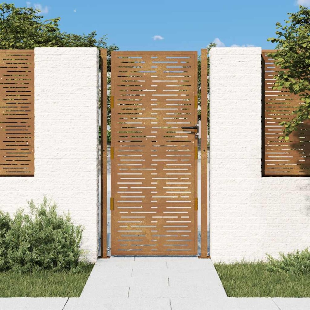 vidaXL Poartă pentru grădină, 105x180 cm, oțel corten, dreptunghiuri