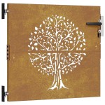 vidaXL Poartă pentru grădină, 85x75 cm, oțel corten, model copac