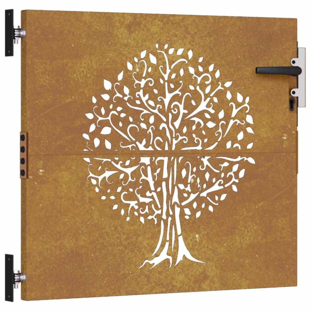 vidaXL Poartă pentru grădină, 85x100 cm, oțel corten, model copac