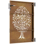 vidaXL Poartă pentru grădină, 85x125 cm, oțel corten, model copac