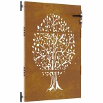 vidaXL Poartă pentru grădină, 85x150 cm, oțel corten, model copac