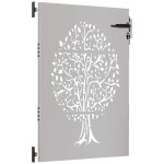 vidaXL Poartă pentru grădină, 85x150 cm, oțel corten, model copac