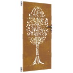 vidaXL Poartă pentru grădină, 85x175 cm, oțel corten, model copac