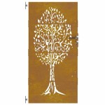 vidaXL Poartă pentru grădină, 85x175 cm, oțel corten, model copac