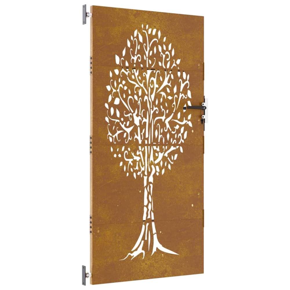 vidaXL Poartă pentru grădină, 85x200 cm, oțel corten, model copac