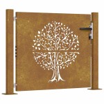 vidaXL Poartă pentru grădină, 105x80 cm, oțel corten, model copac