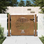 vidaXL Poartă pentru grădină, 105x80 cm, oțel corten, model copac