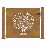 vidaXL Poartă pentru grădină, 105x80 cm, oțel corten, model copac