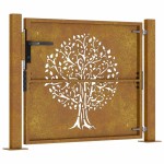 vidaXL Poartă pentru grădină, 105x80 cm, oțel corten, model copac