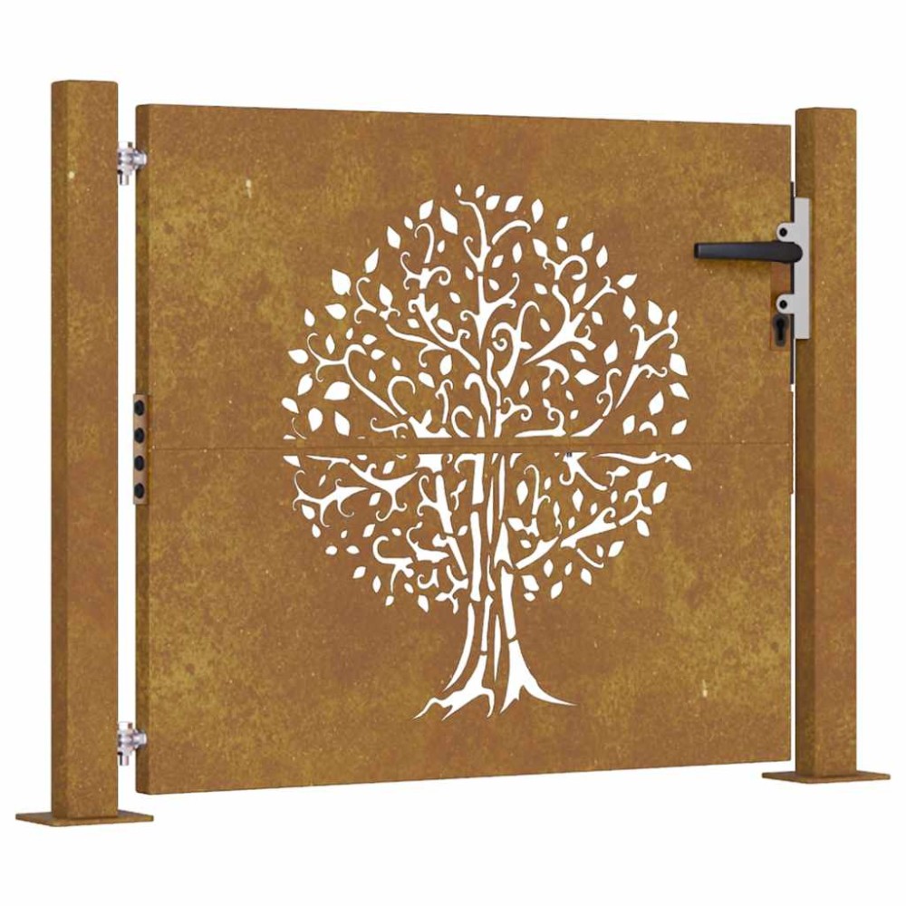 vidaXL Poartă pentru grădină, 105x105 cm, oțel corten, model copac