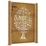 vidaXL Poartă pentru grădină, 105x130 cm, oțel corten, model copac vidaXL Poartă pentru grădină, 105x130 cm, oțel corten, model copac