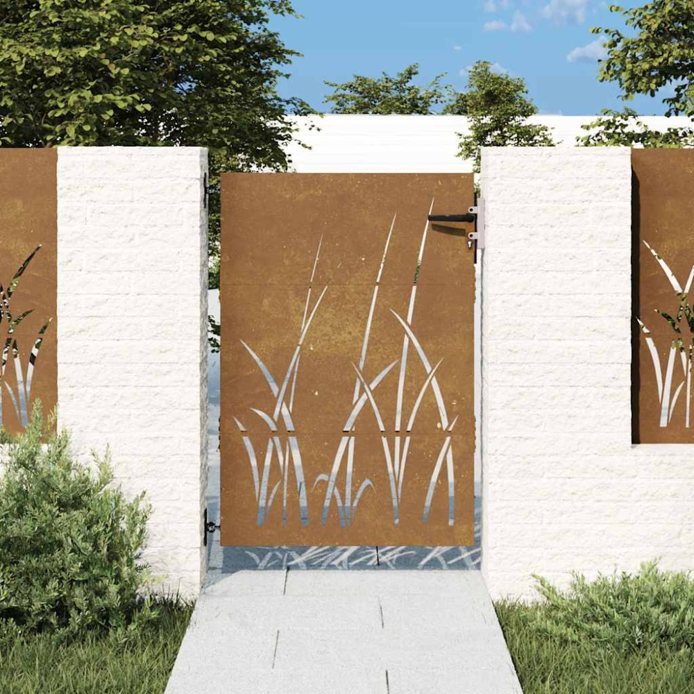 vidaXL Poartă pentru grădină, 85x150 cm, oțel corten, model iarbă