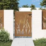 vidaXL Poartă pentru grădină, 85x150 cm, oțel corten, model iarbă vidaXL Poartă pentru grădină, 85x150 cm, oțel corten, model iarbă