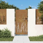 vidaXL Poartă pentru grădină, 85x175 cm, oțel corten, model iarbă vidaXL Poartă pentru grădină, 85x175 cm, oțel corten, model iarbă