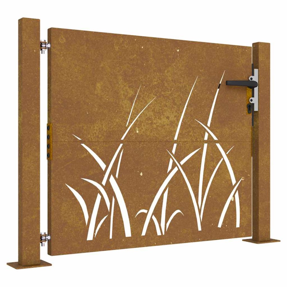 vidaXL Poartă pentru grădină, 105x80 cm, oțel corten, model iarbă
