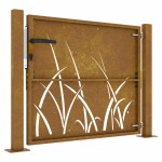 vidaXL Poartă pentru grădină, 105x105 cm, oțel corten, model iarbă
