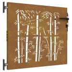 vidaXL Poartă pentru grădină, 85x100 cm, oțel corten, model bambus