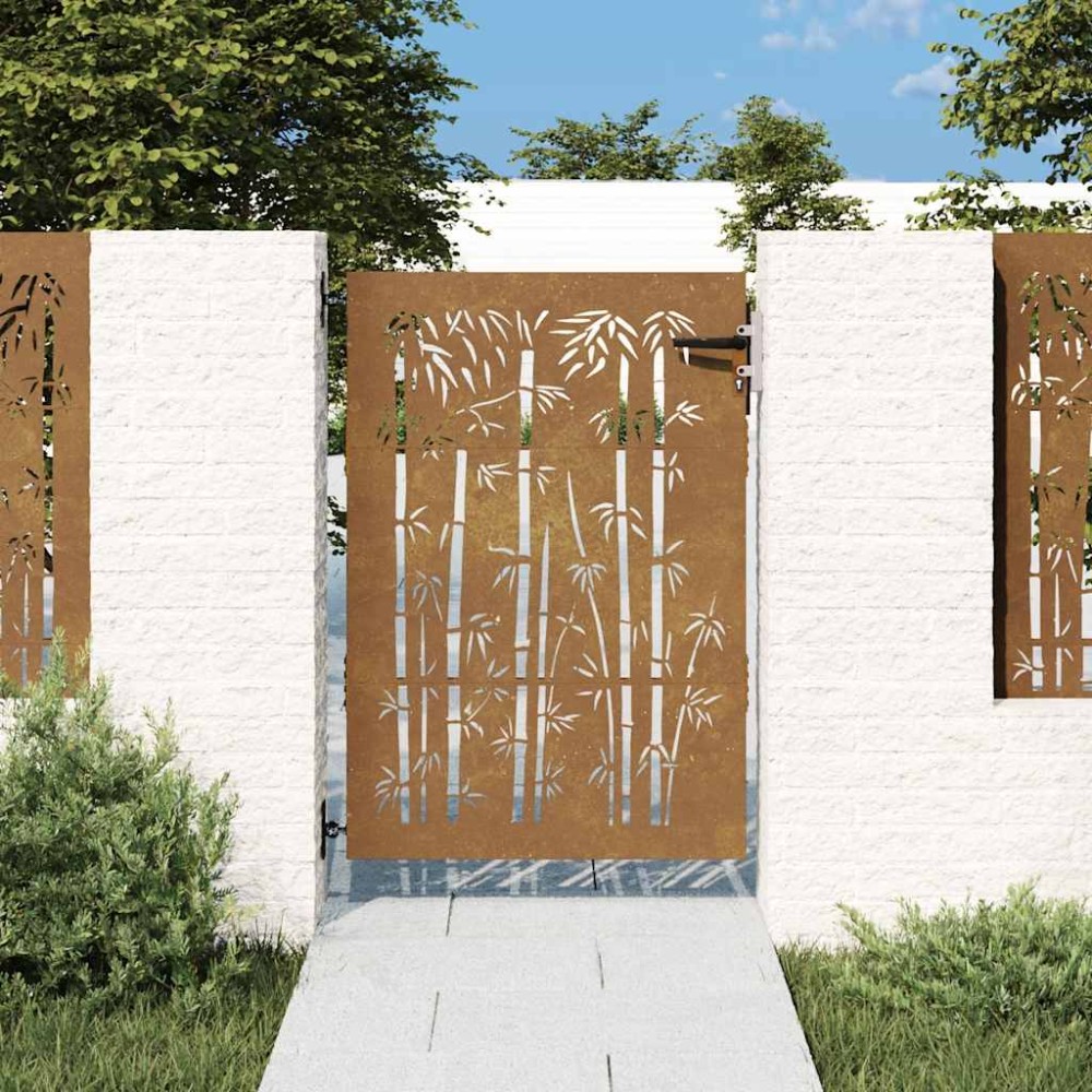 vidaXL Poartă pentru grădină, 85x150 cm, oțel corten, model bambus