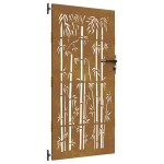 vidaXL Poartă pentru grădină, 85x200 cm, oțel corten, model bambus