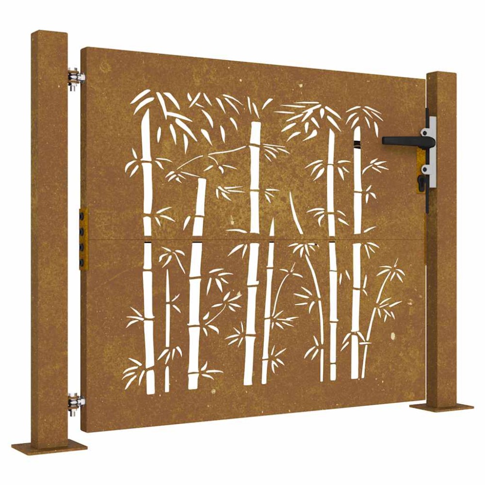 vidaXL Poartă pentru grădină, 105x80 cm, oțel corten, model bambus