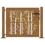vidaXL Poartă de grădină 100x75 cm oțel corten, design bambus