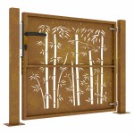 vidaXL Poartă de grădină 100x75 cm oțel corten, design bambus