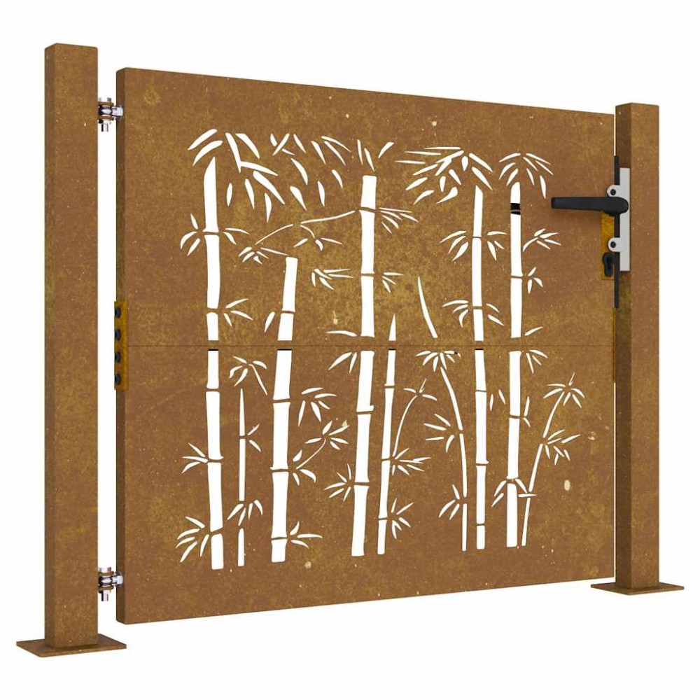 vidaXL Poartă pentru grădină, 105x105 cm, oțel corten, model bambus