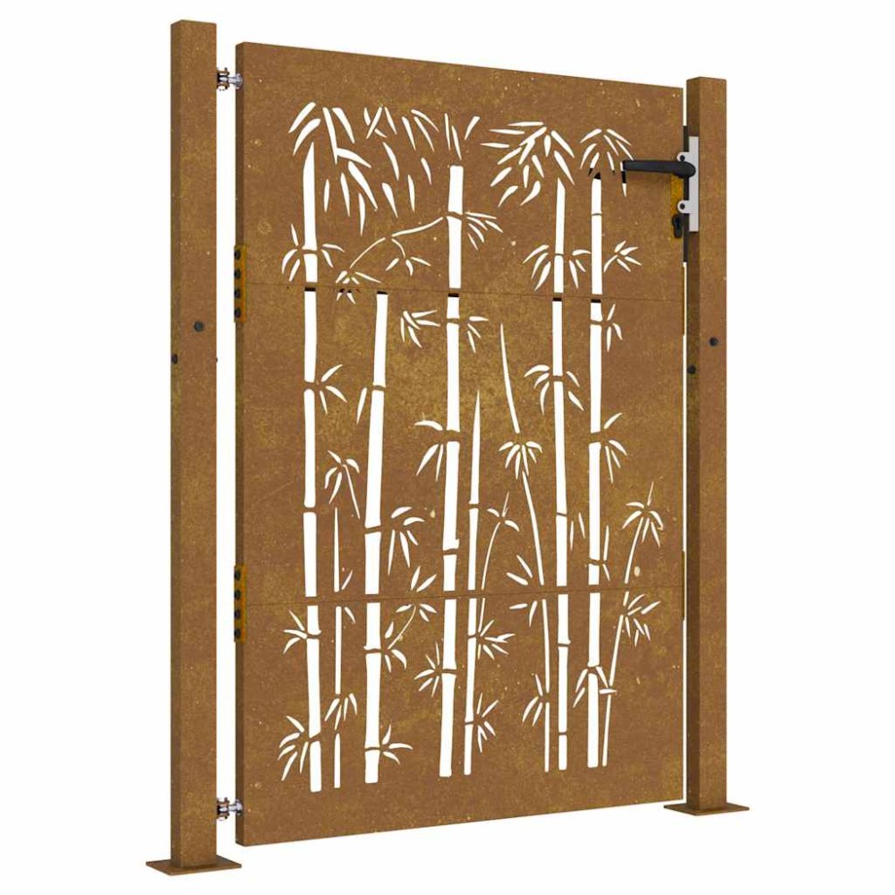 vidaXL Poartă pentru grădină, 105x130 cm, oțel corten, model bambus
