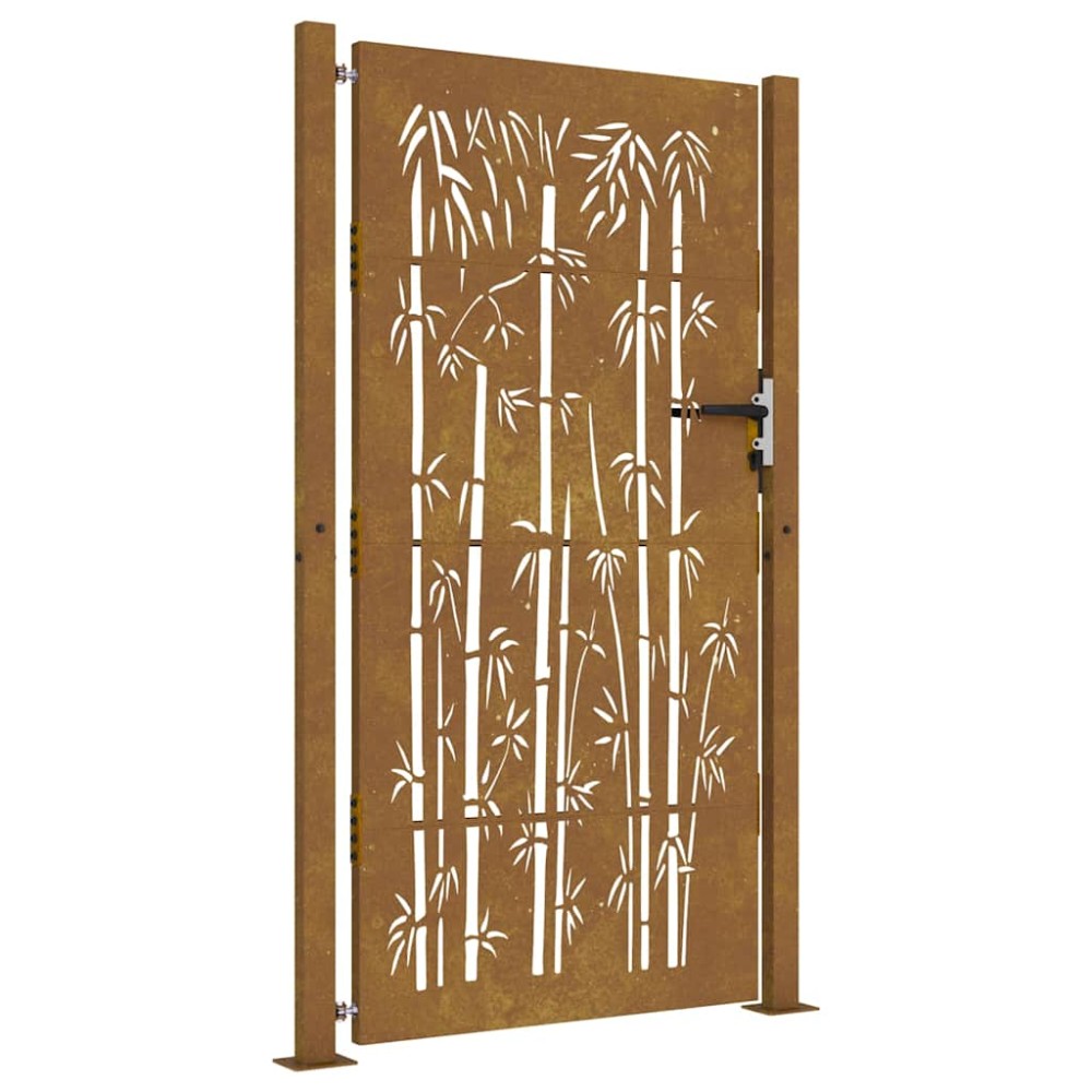 vidaXL Poartă pentru grădină, 105x180 cm, oțel corten, model bambus