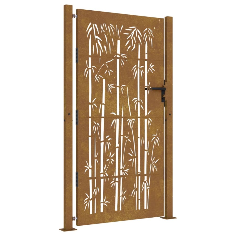 vidaXL Poartă pentru grădină, 105x205 cm, oțel corten, model bambus