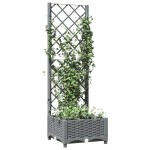 vidaXL Jardinieră de grădină cu spalier gri deschis 40x40x121,5 cm PP vidaXL Jardinieră de grădină cu spalier gri deschis 40x40x121,5 cm PP