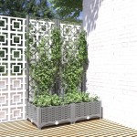 vidaXL Jardinieră de grădină cu spalier gri deschis 80x40x121,5 cm PP vidaXL Jardinieră de grădină cu spalier gri deschis 80x40x121,5 cm PP