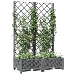 vidaXL Jardinieră de grădină cu spalier gri deschis 80x40x121,5 cm PP vidaXL Jardinieră de grădină cu spalier gri deschis 80x40x121,5 cm PP
