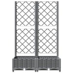 vidaXL Jardinieră de grădină cu spalier gri deschis 80x40x121,5 cm PP vidaXL Jardinieră de grădină cu spalier gri deschis 80x40x121,5 cm PP