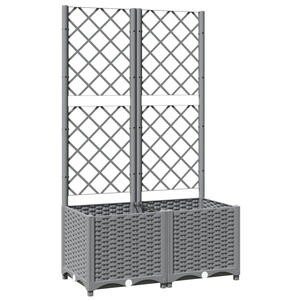 vidaXL Jardinieră de grădină cu spalier, gri deschis, 80x40x136 cm, PP