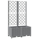 vidaXL Jardinieră de grădină cu spalier, gri deschis, 80x40x136 cm, PP