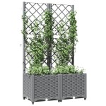 vidaXL Jardinieră de grădină cu spalier, gri deschis, 80x40x136 cm, PP