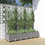 vidaXL Jardinieră de grădină cu spalier gri deschis 120x40x121,5 cm PP vidaXL Jardinieră de grădină cu spalier gri deschis 120x40x121,5 cm PP