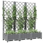 vidaXL Jardinieră de grădină cu spalier gri deschis 120x40x121,5 cm PP vidaXL Jardinieră de grădină cu spalier gri deschis 120x40x121,5 cm PP