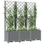 vidaXL Jardinieră de grădină cu spalier, gri deschis, 120x40x136cm, PP